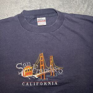 Vintage Embroidered San Francisco California Cotton Short Sleeve Shirt Men's XL